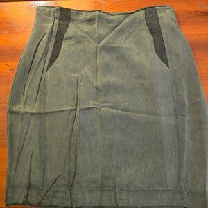 Skirt Heather Green Dorothy Schoelen Platinum Lined size 12 Italian Rayon 1990s